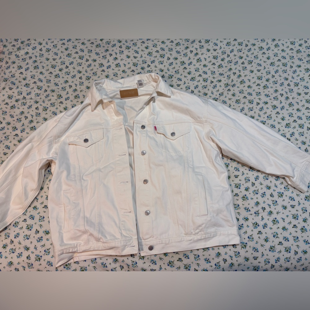 PINK Victoria's Secret White Denim Oversized Jacket